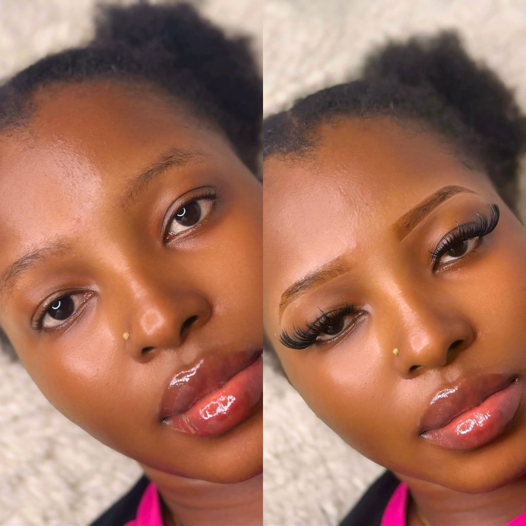 Brow lamination and tint result with defined tinted brows